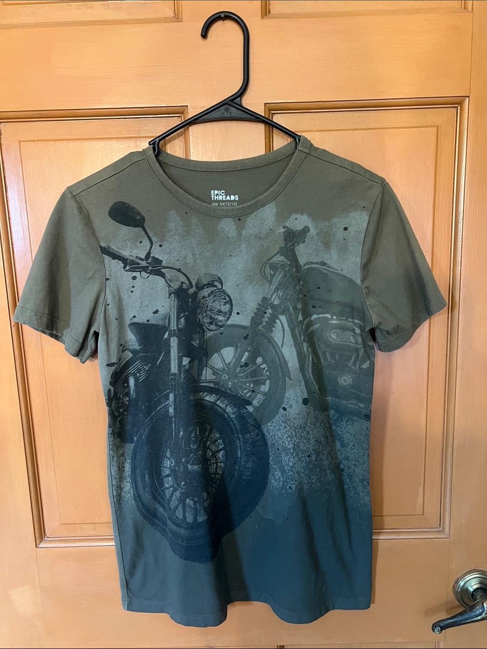 Epic Threads Olive Green and Black Motorcycle Graphic Tee
